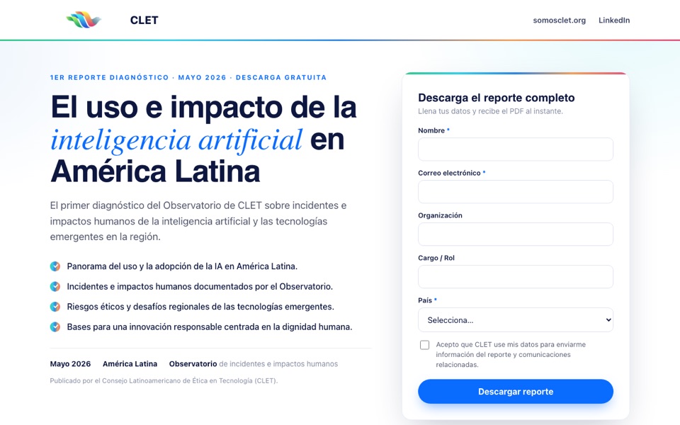 Screenshot of clet reporte ia
