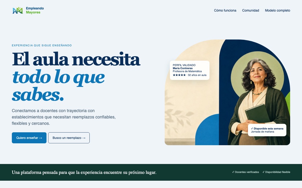 Screenshot of empleando mayores